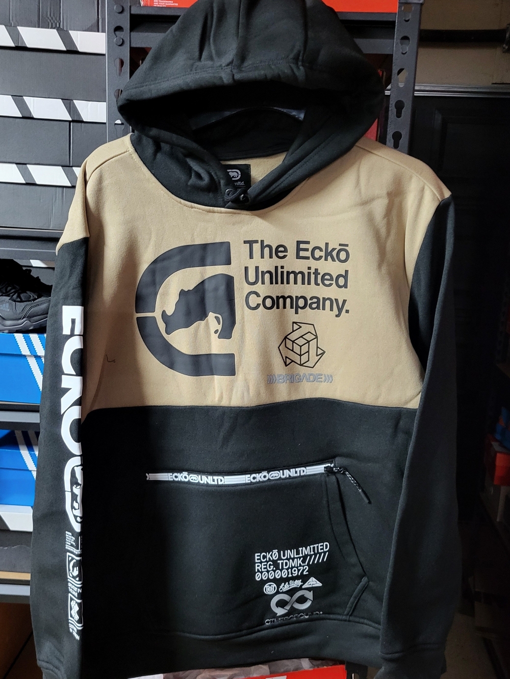 *NEW* Ecko Unltd Y2K Rhino Hoodie Retro Hip Hop Urban Graffiti Tan Size Men’s XL
